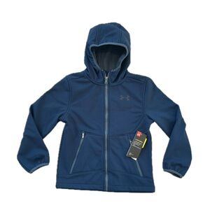 NEW UNDER ARMOUR Sz 7 Yrs Boys Storm COLDGEAR SoftShell Zip-Up Hoodie Blue